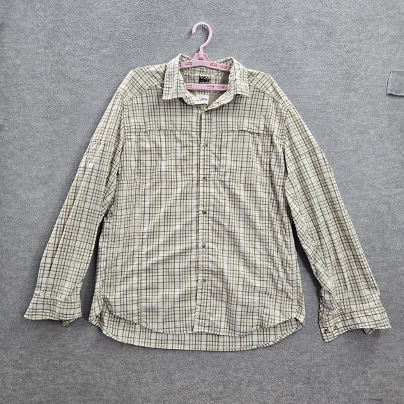 Chemise REI Homme XL Gris – Manches Courtes – Nylon – Camping Randonnée
